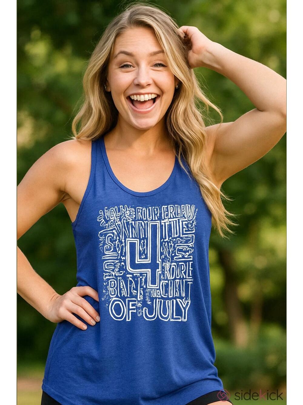 Next Level Apparel Blue White 4th Of July American Racerback Muscle Tank Size L